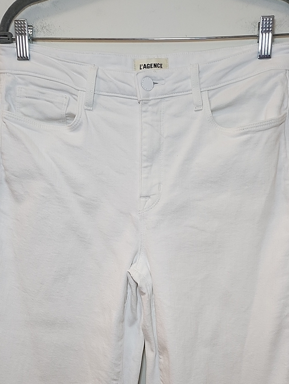 L'AGENCE Strechy  wide-leg High-Rise blanc white jeans RN# 126654 Size 28 - Picture 10 of 16